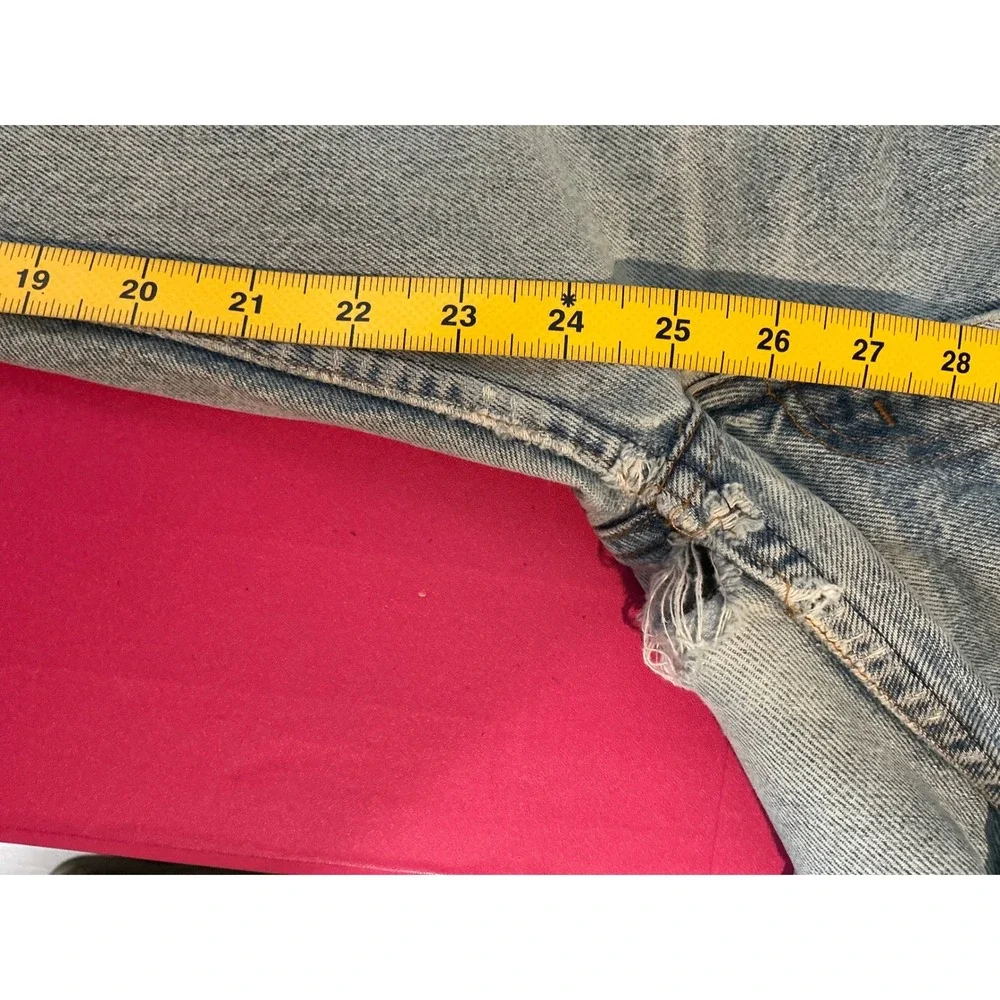 Levi's Mens 501 Light Wash Frayed‎ Hem Jeans Sz 33x34 Weathered Classic Western